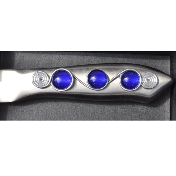blue jeweled cake knife wedding athame stainless steel full tang wild - Picture 8 of 10